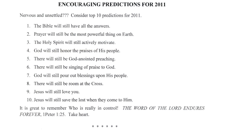Encouraging Predictions for 2011