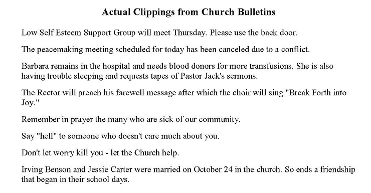 Church Bulletin humor
